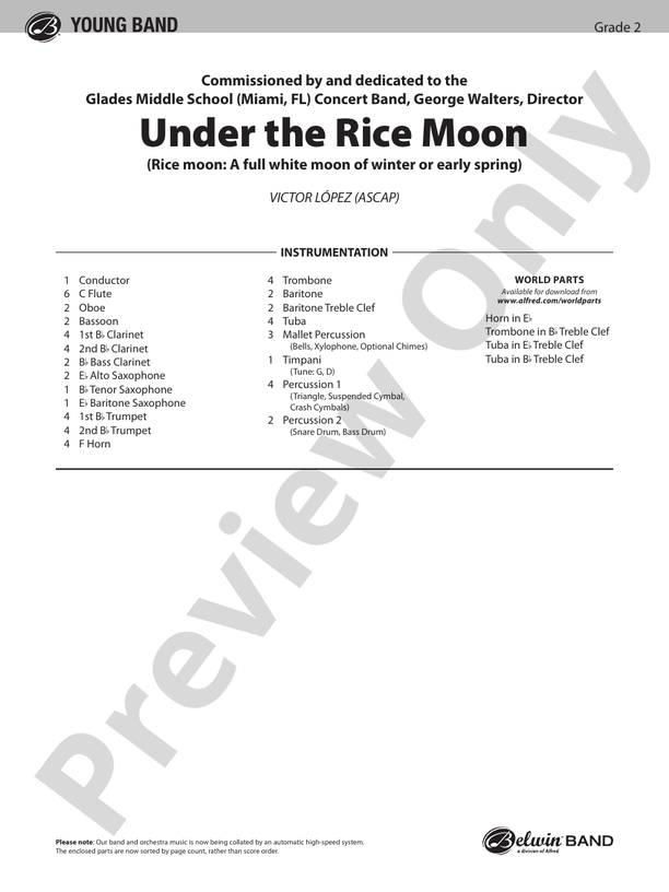 Under the Rice Moon - Concert Band Conductor Score & Parts (Digital Download)