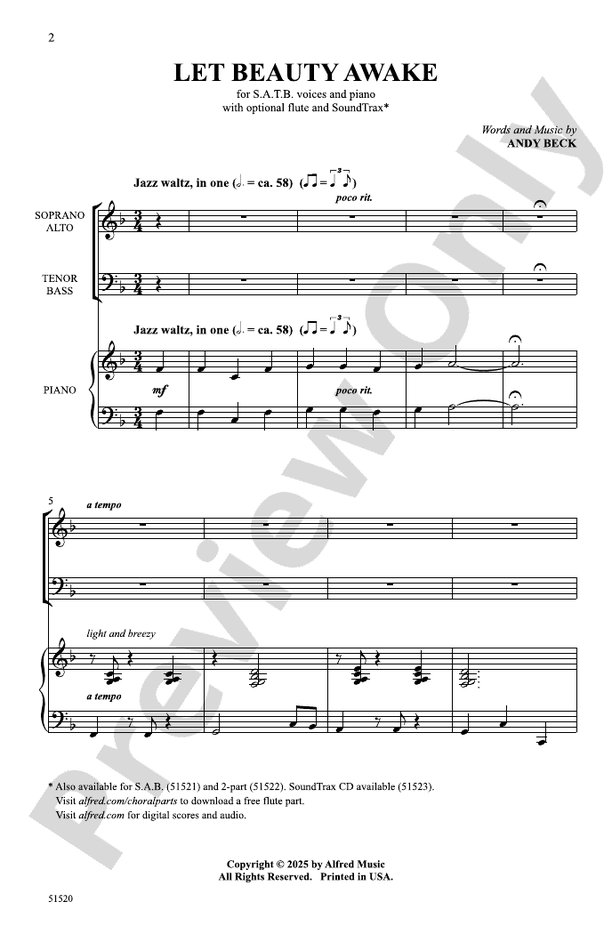 Let Beauty Awake - SATB Choral Octavo (Digital Download)
