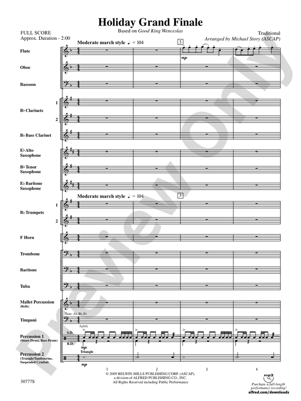 Holiday March (A Concert March for the Holiday Season) - Concert Band Conductor Score & Parts (Digital Download)