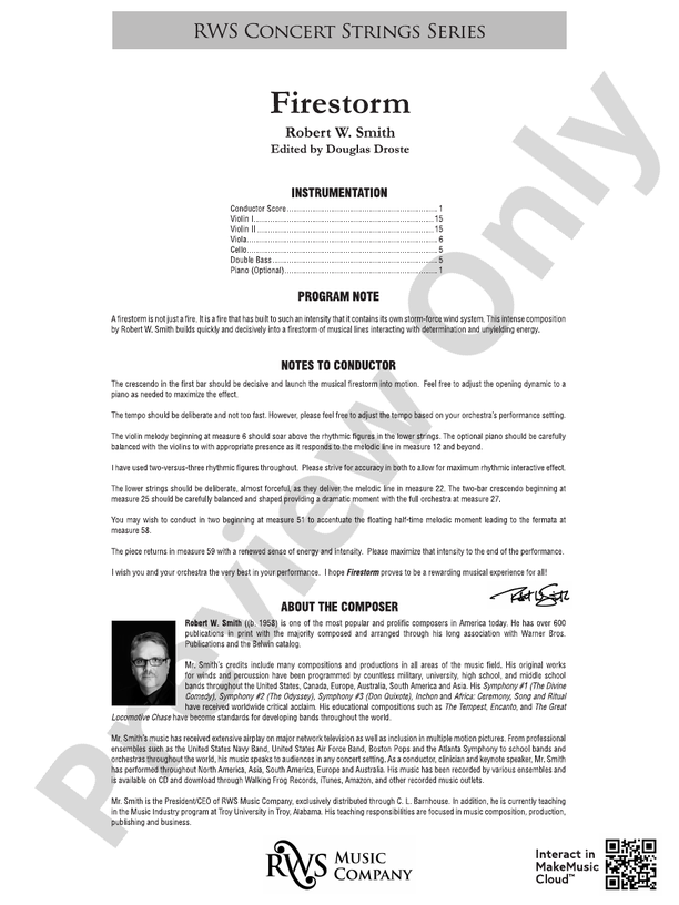 Firestorm - String Orchestra Conductor Score & Parts (Digital Download)