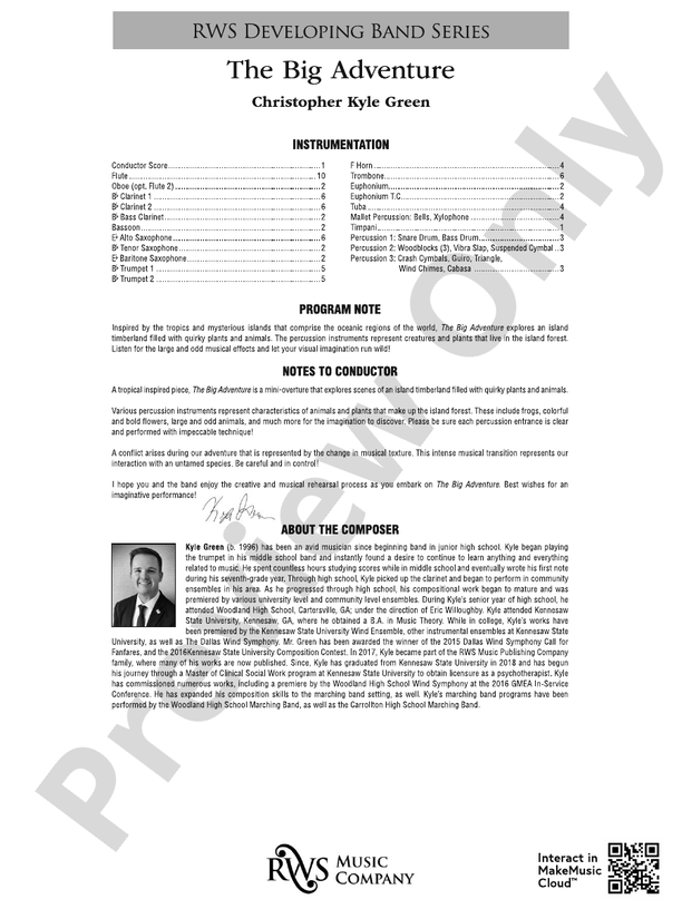 The Big Adventure - Concert Band Conductor Score & Parts (Digital Download)