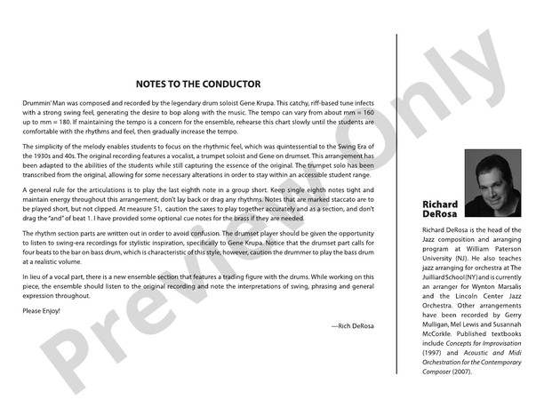 Drummin' Man - Jazz Ensemble Conductor Score & Parts (Digital Download)