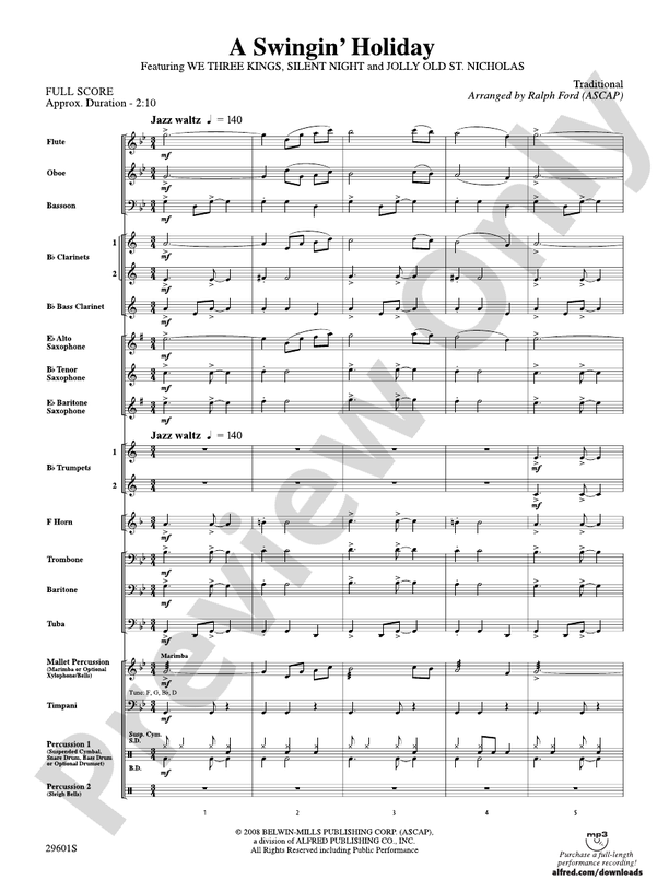 A Swingin' Holiday - Concert Band Conductor Score & Parts (Digital Download)