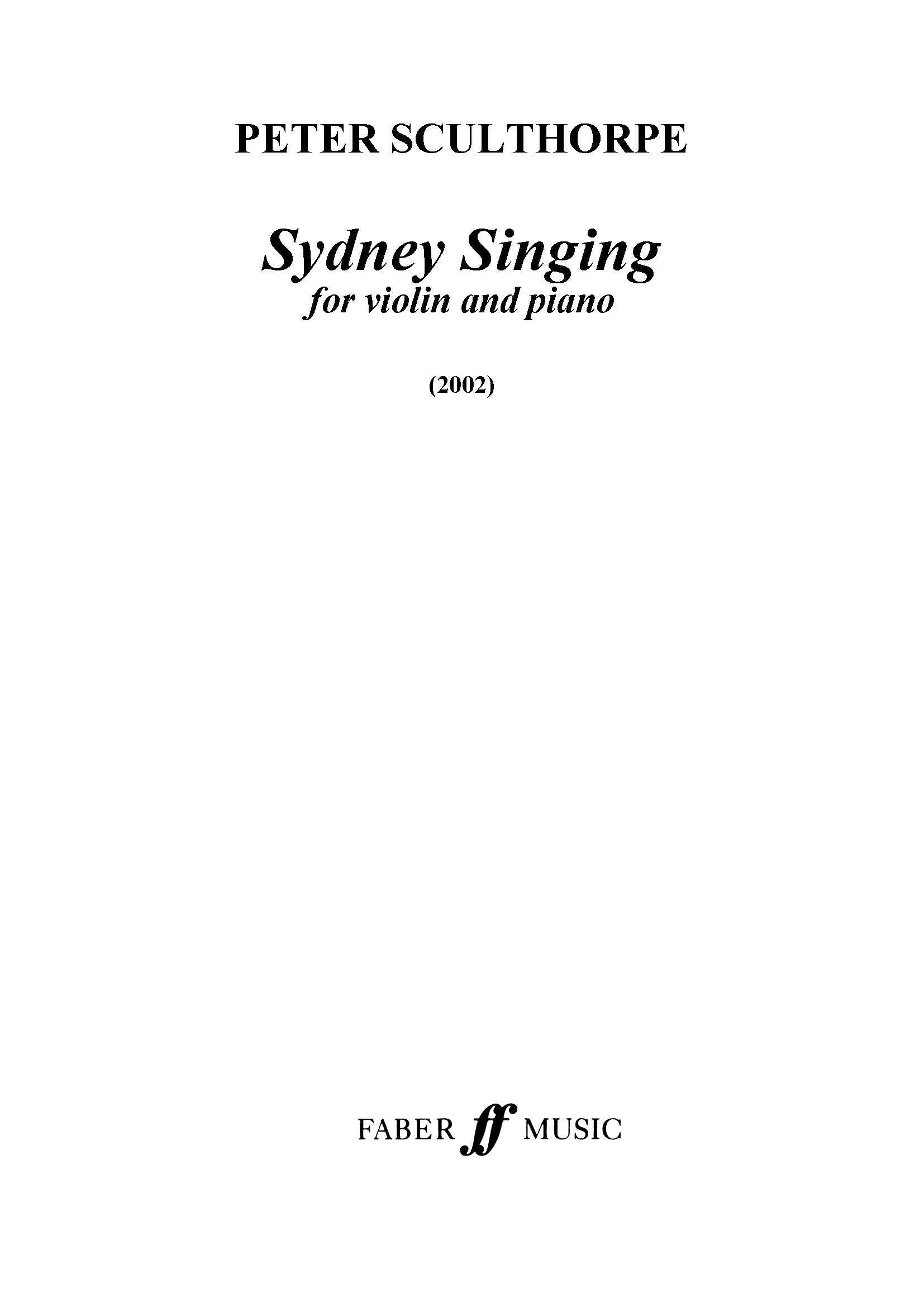 Sydney Singing - Violin/Piano Accompaniment (Digital Download)