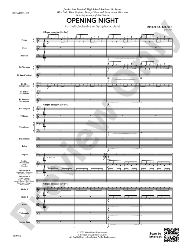 Opening Night – Full Orchestra Conductor Score & Parts (Digital Download)