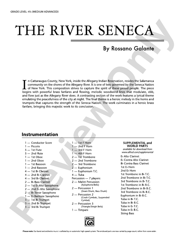 The River Seneca - Concert Band Conductor Score & Parts (Digital Download)