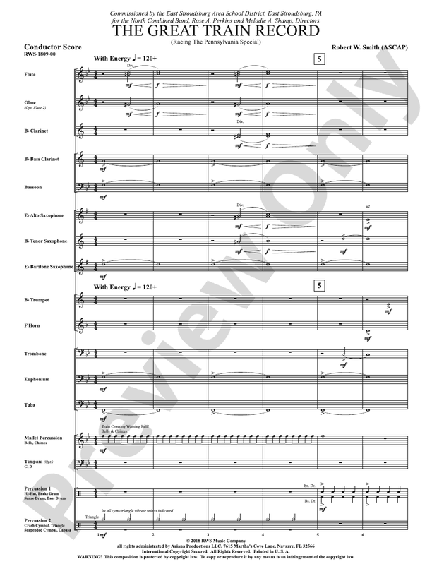The Great Train Record - Racing the Pennsylvania Special - Concert Band Conductor Score & Parts (Digital Download)