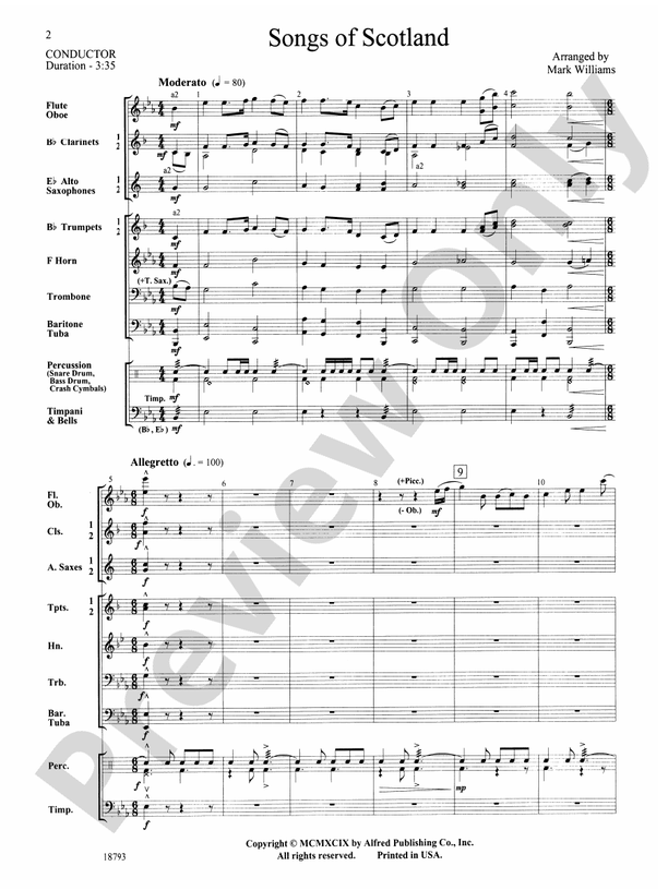 Songs of Scotland - Concert Band Conductor Score & Parts (Digital Download)