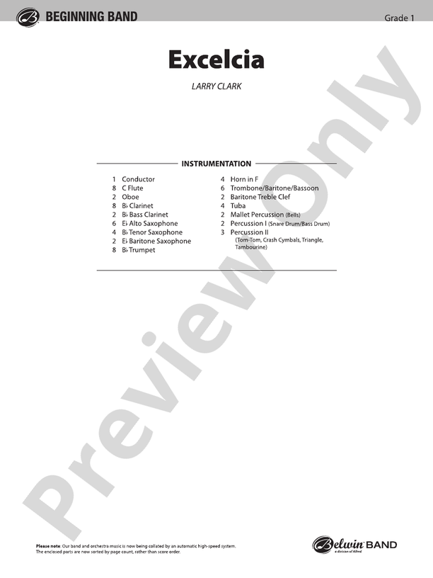 Excelcia - Concert Band Conductor Score & Parts (Digital Download)