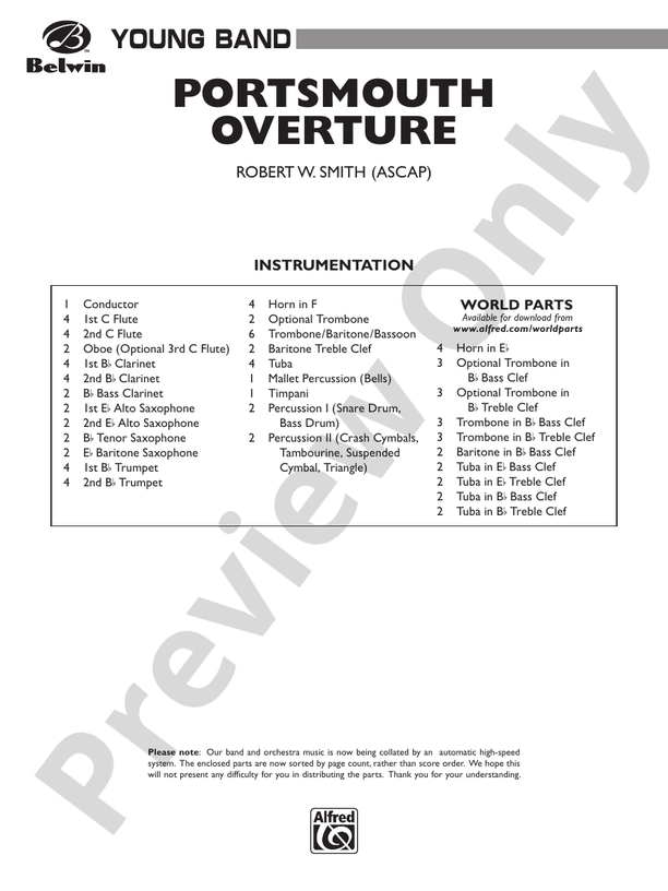 Portsmouth Overture - Concert Band Conductor Score & Parts (Digital Download)