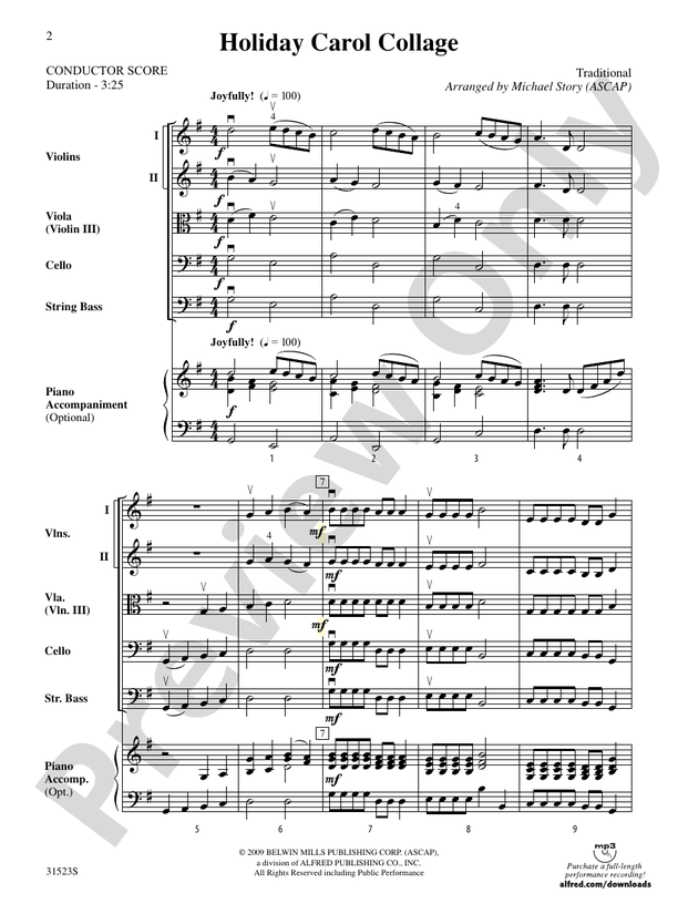 Holiday Carol Collage – String Orchestra Conductor Score & Parts (Digital Download)