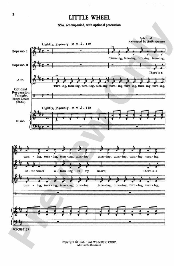Little Wheel – SSA Choral Octavo (Digital Download)