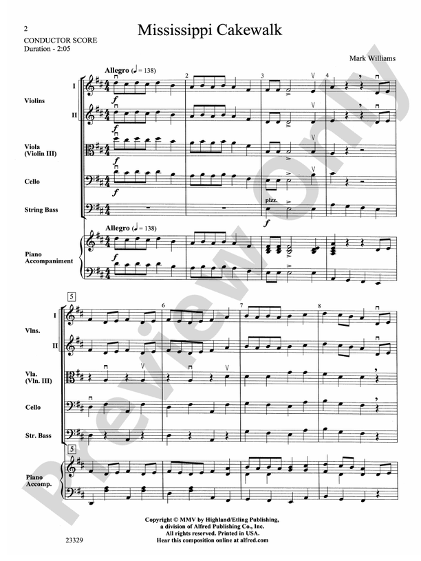 Mississippi Cakewalk – String Orchestra Conductor Score & Parts (Digital Download)
