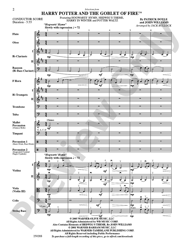 Harry Potter and the Goblet of Fire,™ Selections from – Full Orchestra Conductor Score & Parts (Digital Download)