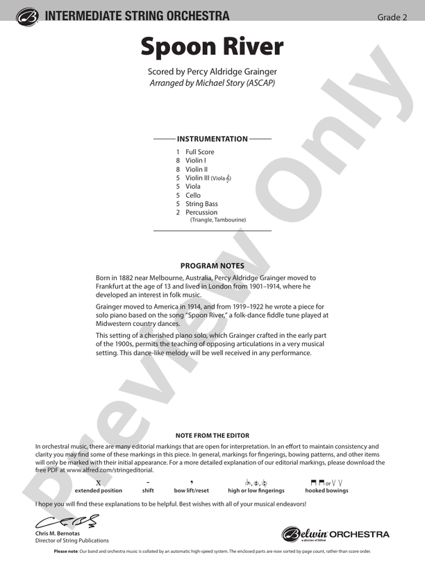 Spoon River - String Orchestra Conductor Score & Parts (Digital Download)
