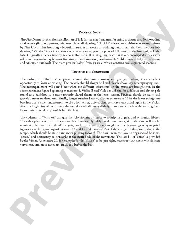 Two Folk Dances – String Orchestra Conductor Score & Parts (Digital Download)