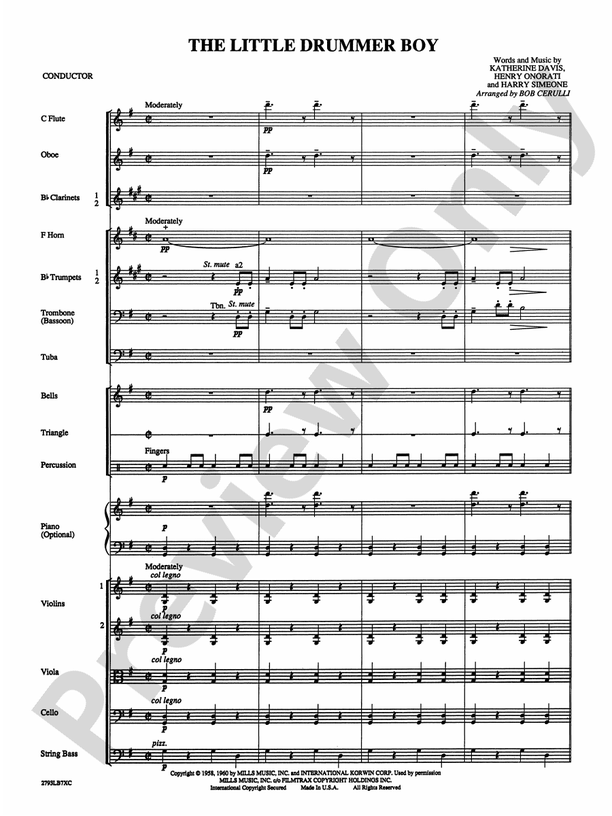 The Little Drummer Boy – Full Orchestra Conductor Score & Parts (Digital Download)