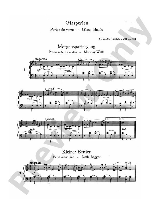Gretchaninoff - Glass Beads, Op. 123 - Piano Solo (Digital Download)