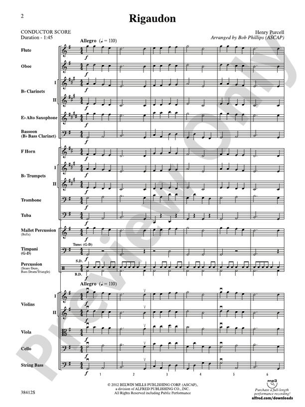Rigaudon – Ful Orchestra Conductor Score & Parts (Digital Download)
