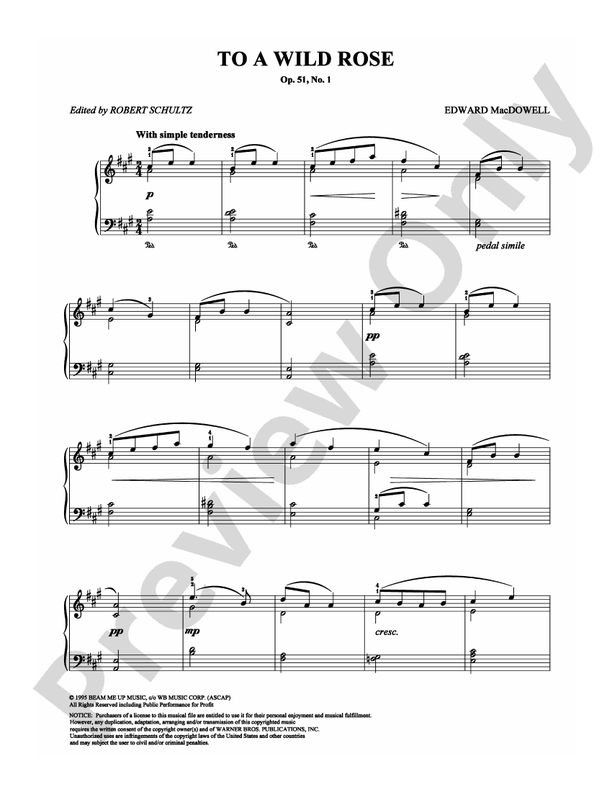 MacDowell - To A Wild Rose - Easy Piano (Digital Download)