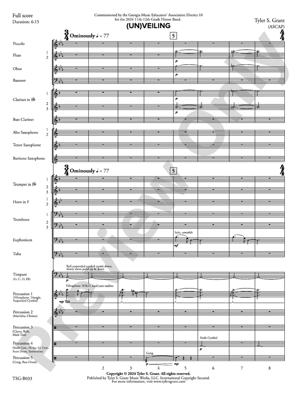 (Un)veiling – Concert Band Conductor Score & Parts (Digital Download)