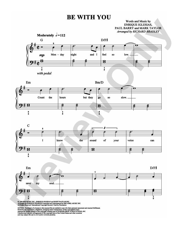 Be with You - Arr. Richard Bradley - Easy Piano (Digital Download)