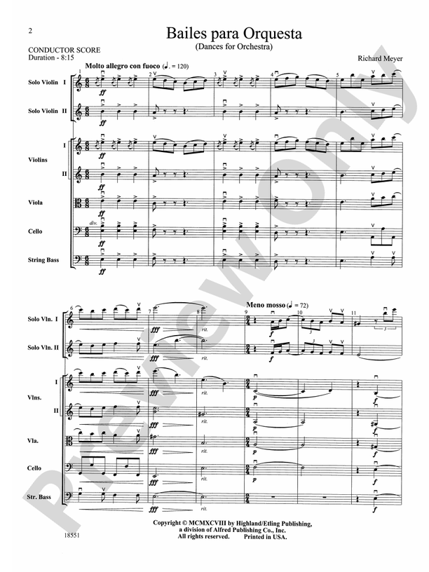 Bailes para Orquesta (For Two Solo Violins and String Orchestra) – String Orchestra Conductor Score & Parts (Digital Download)