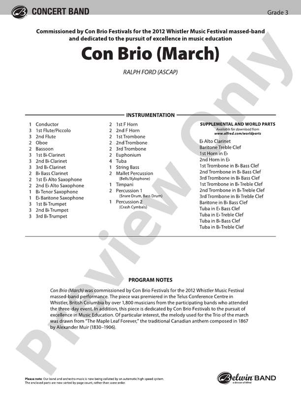 Con Brio - Concert Band Conductor Score & Parts (Digital Download)