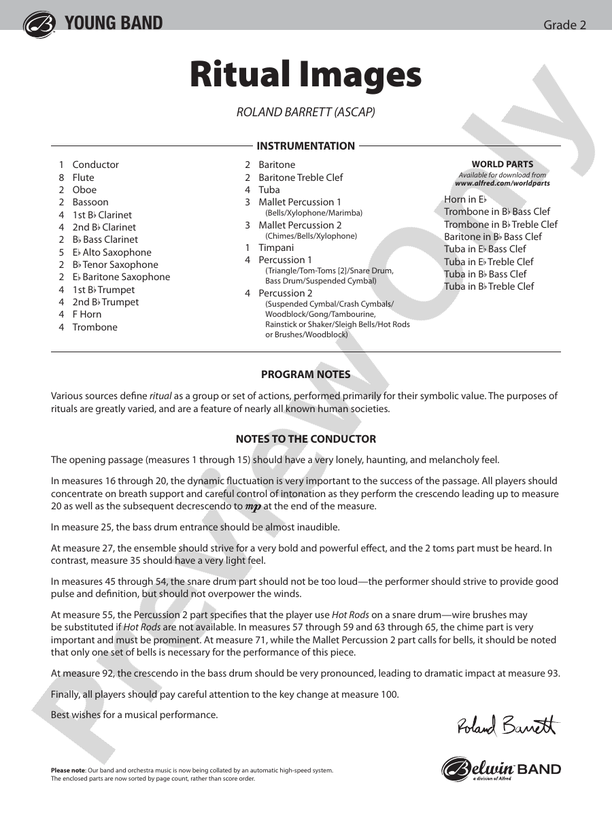 Ritual Images - Concert Band Conductor Score & Parts (Digital Download)