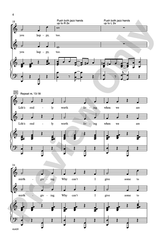 I Want to Be Happy - Arr. Sally K. Albrecht – 2-Part Choral Octavo (Digital Download)