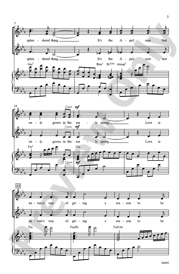 Love Is a Many Splendored Thing – SSA Choral Octavo (Digital Download)