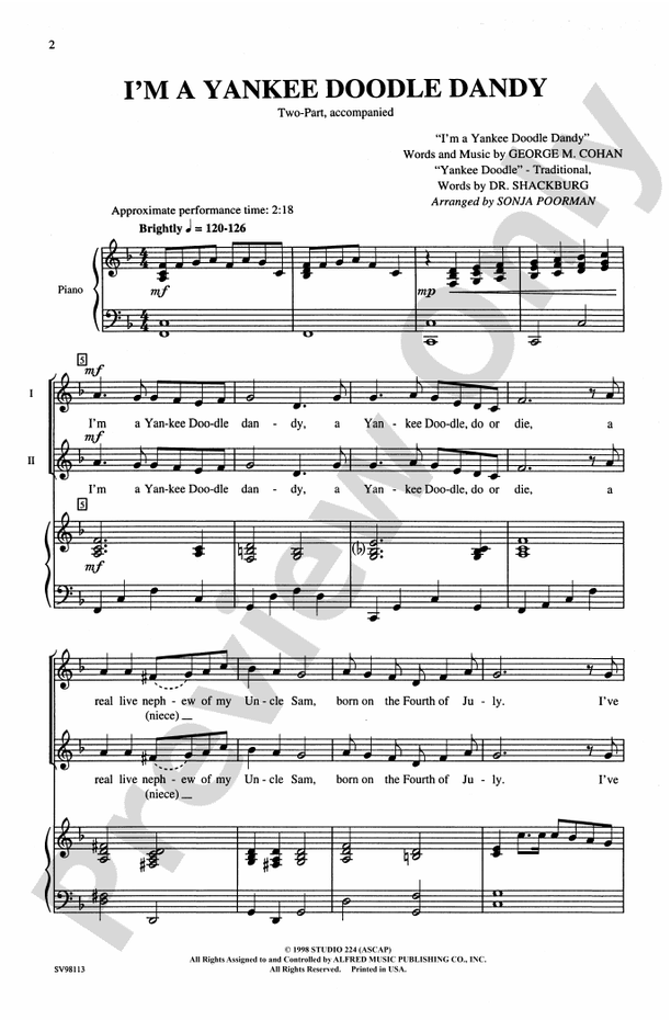 (I'm a) Yankee Doodle Dandy - 2-Part Choral Octavo (Digital Download)