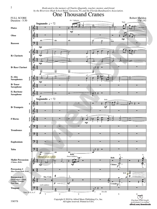 One Thousand Cranes - Concert Band Conductor Score & Parts (Digital Download)