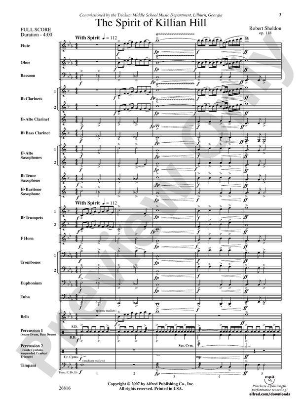 The Spirit of Killian Hill - Concert Band Conductor Score & Parts (Digital Download)