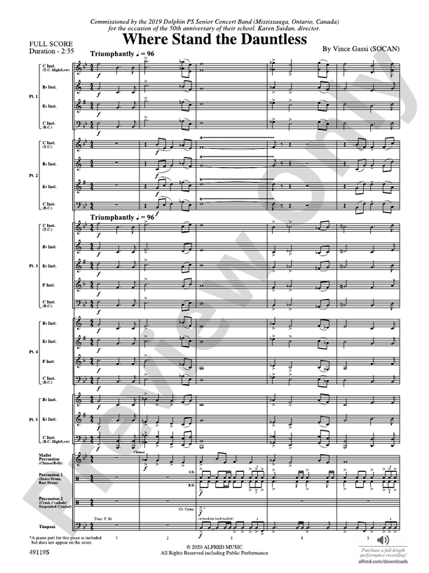 Where Stand the Dauntless - Concert Band Conductor Score & Parts (Digital Download)