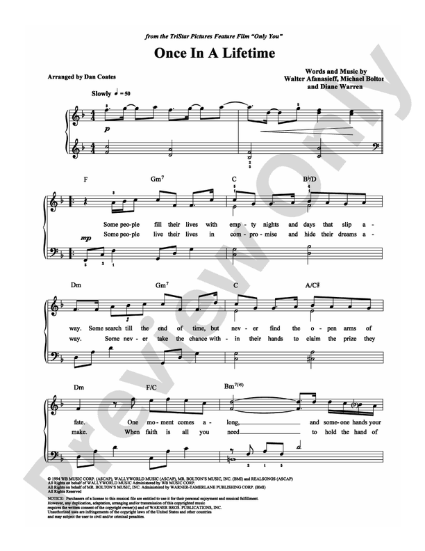 Once In A Lifetime - Arr. Dan Coates - Easy Piano (Digital Download)