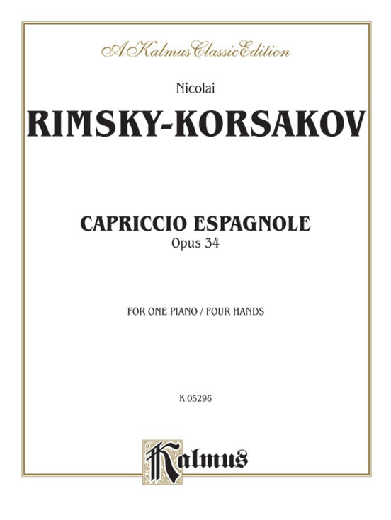 Rimsky-Korsakov - Capriccio Espagnole Piano Duet - 1 Piano, 4 Hands (Digital Download)