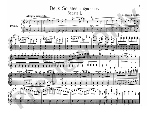 Diabelli - 2 Sonates Mignonnes and Rondeau Militaire - 1 Piano, 4 Hands (Digital Download)