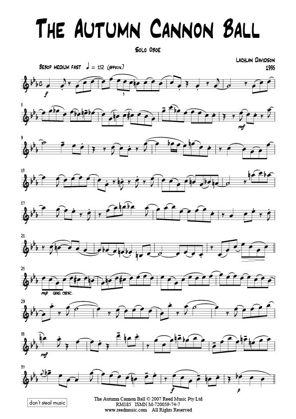 Davidson - The Autumn Cannon Ball - Oboe Solo Reed Music
