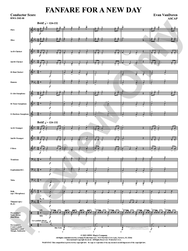 Fanfare for a New Day - Concert Band Conductor Score & Parts (Digital Download)