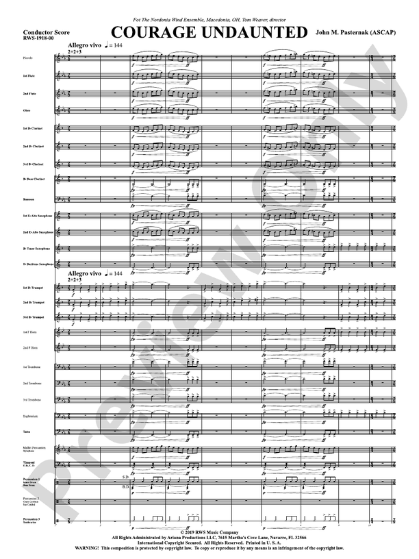 Courage Undaunted - Concert Band Conductor Score & Parts (Digital Download)