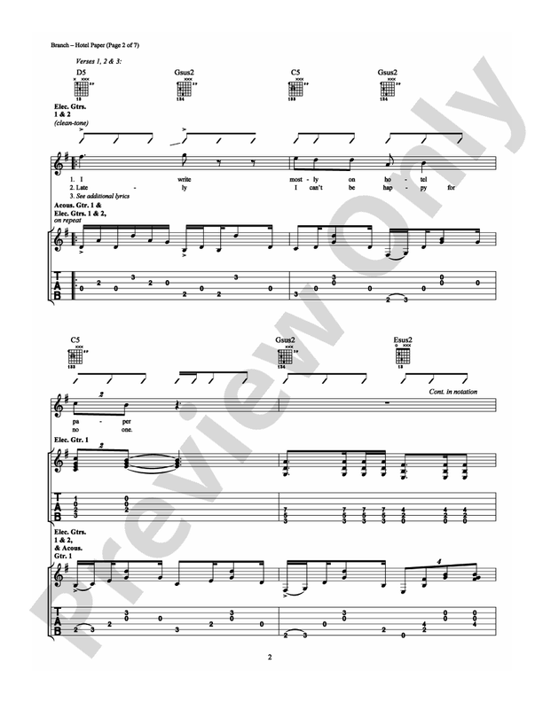 Hotel Paper - Guitar TAB (Digital Download)
