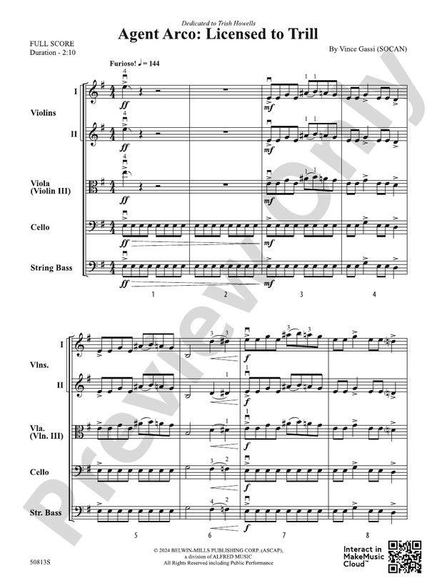 Agent Arco: Licensed to Trill – String Orchestra Conductor Score & Parts (Digital Download)