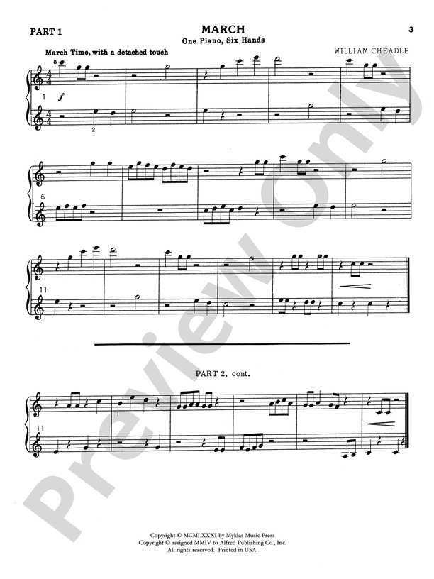 Six for Three - 1 Piano, 6 Hands (Digital Download)