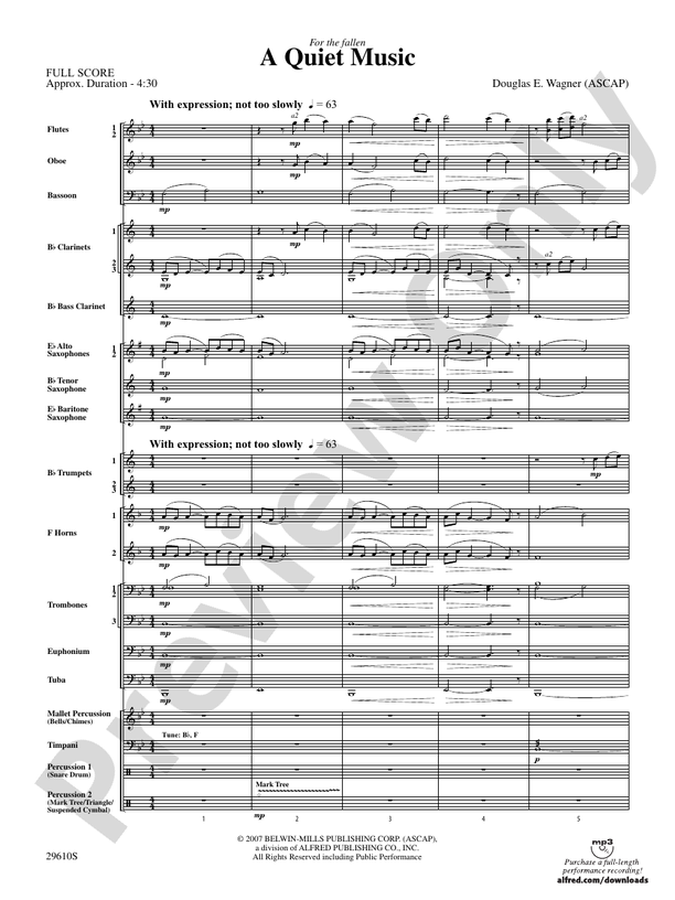 A Quiet Music - Concert Band Conductor Score & Parts (Digital Download)