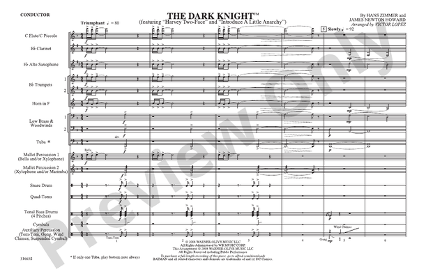 The Dark Knight – Marching Band Conductor Score & Parts (Digital Download)