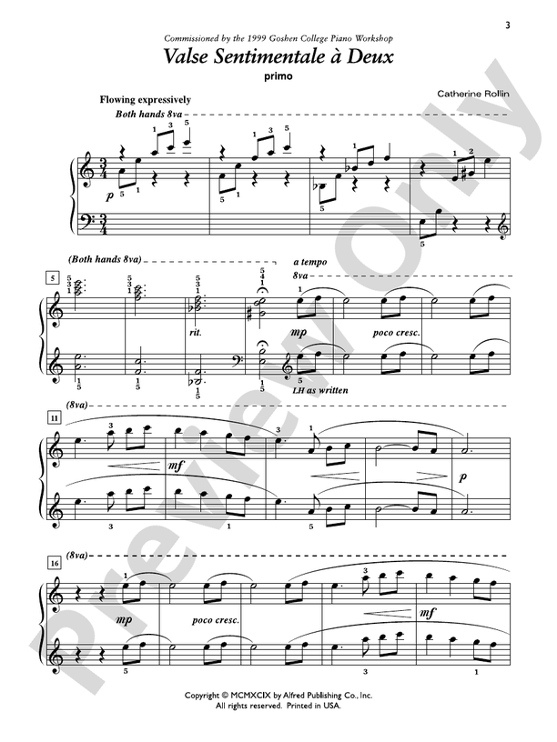 Valse Sentimentale a Deux - 1 Piano, 4 Hands (Digital Download)
