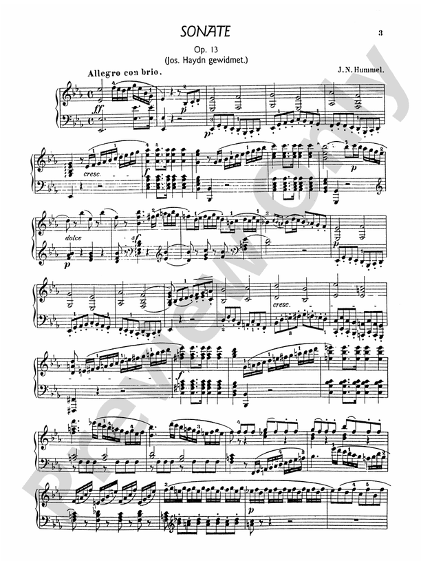 Hummel - Sonatas and Pieces (Volume I) - Piano Solo (Digital Download)