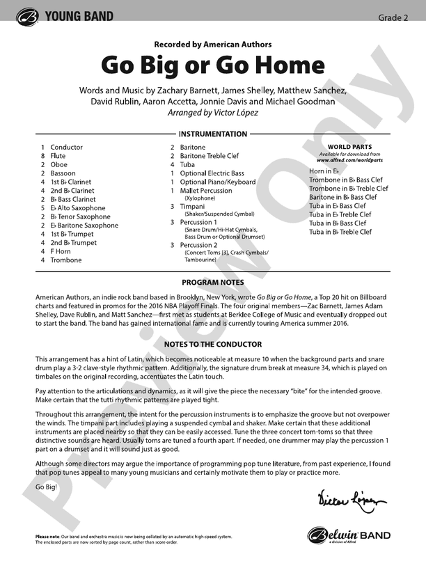 Go Big or Go Home - Concert Band Conductor Score & Parts (Digital Download)