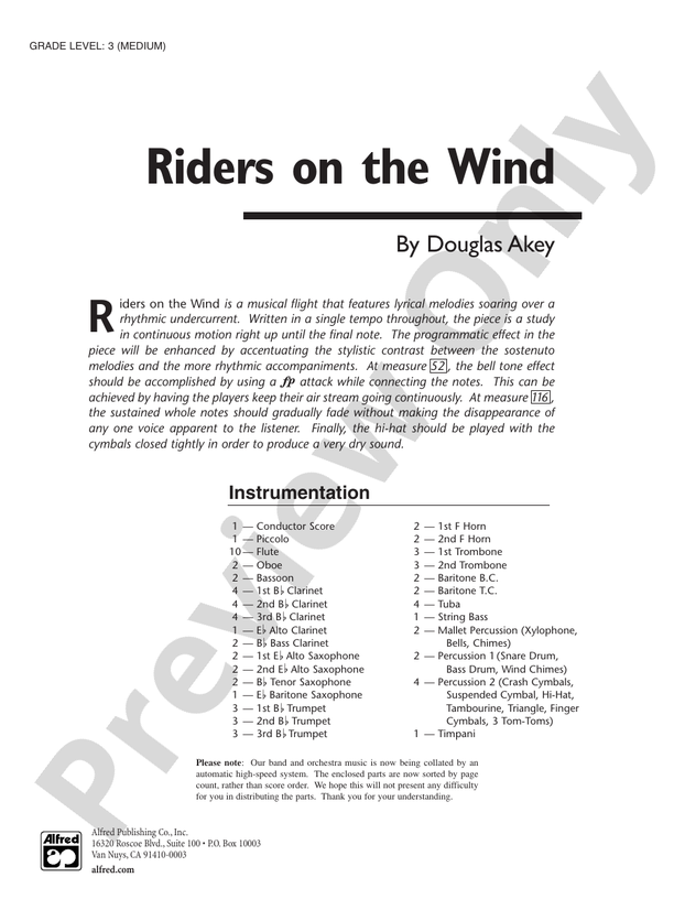 Riders on the Wind - Concert Band Conductor Score & Parts (Digital Download)